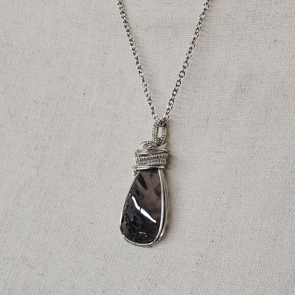 Turkish Stick Agate Necklace in Silver Handmade Pendant Gemstone Woodland Fairy - Picture 3 of 7
